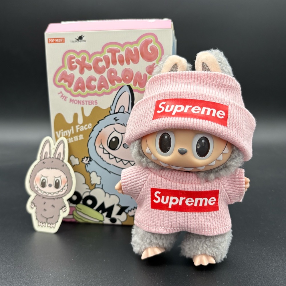 POP MART LABUBU The Monsters Exciting Macaron Plush Doll w/ Supreme Outfit & box - Picture 1 of 5